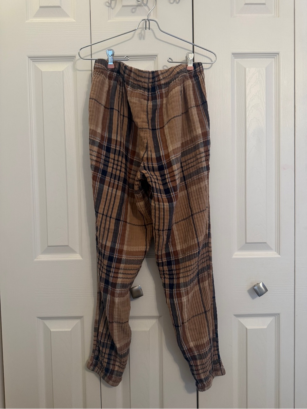 Aerie Brown Plaid Gauze Jogger Pants Earthy Grunge Cottagecore Lounge - Picture 2 of 10